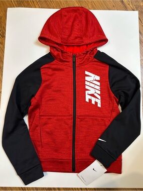 Nike Red and Black Kids Full-Zip Hooded Sweatshirt NWT